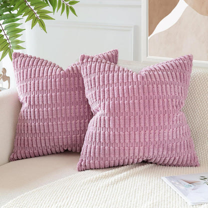 2x Kordsamt Kissenbezug 50x50 cm Rosa Lila Modern