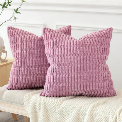2x Kordsamt Kissenbezug 50x50 cm Rosa Lila Modern