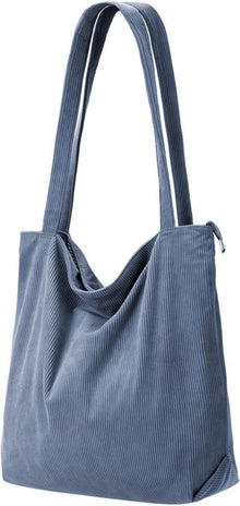 Beige Cord Shopper Tasche mit Reißverschluss und Fächern
