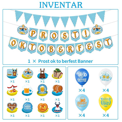 Bayrische Oktoberfest Deko Set Banner Girlande Luftballons