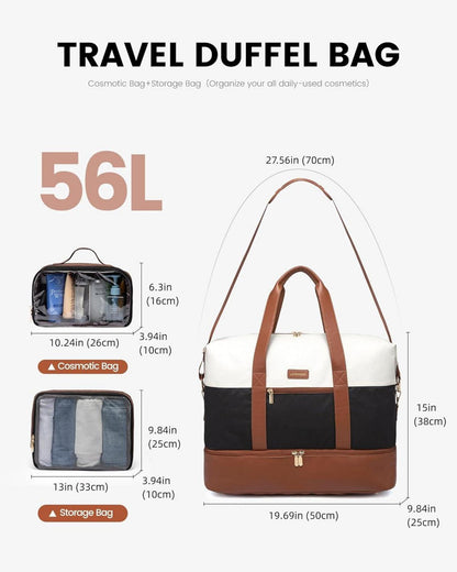 Damen Reisetasche Weekender Handgepäck Kliniktasche Beige