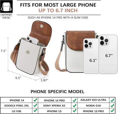Handytasche Umhängetasche Leder Beige Braun Geldbörse