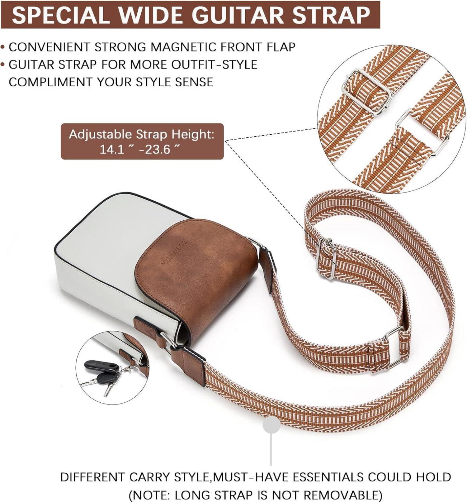 Umhängetasche Damen Leder handytasche Geldbörse Beige Braun groß vegan
