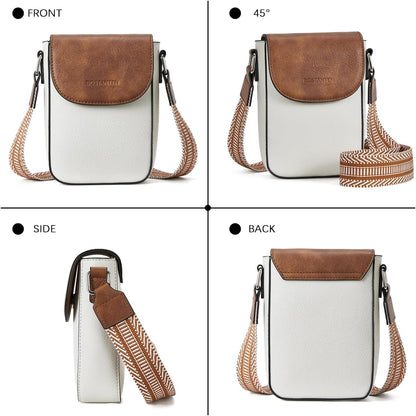 BOSTANTEN Damen Handy Umhängetasche Leder Beige Braun