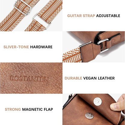 BOSTANTEN Damen Handy Umhängetasche Leder Braun & Geldbörse - 5 Kartenfächer & 6,7-Zoll-Handy-Hülle - Verstellbarer Gitarrengurt - Veganer Stil