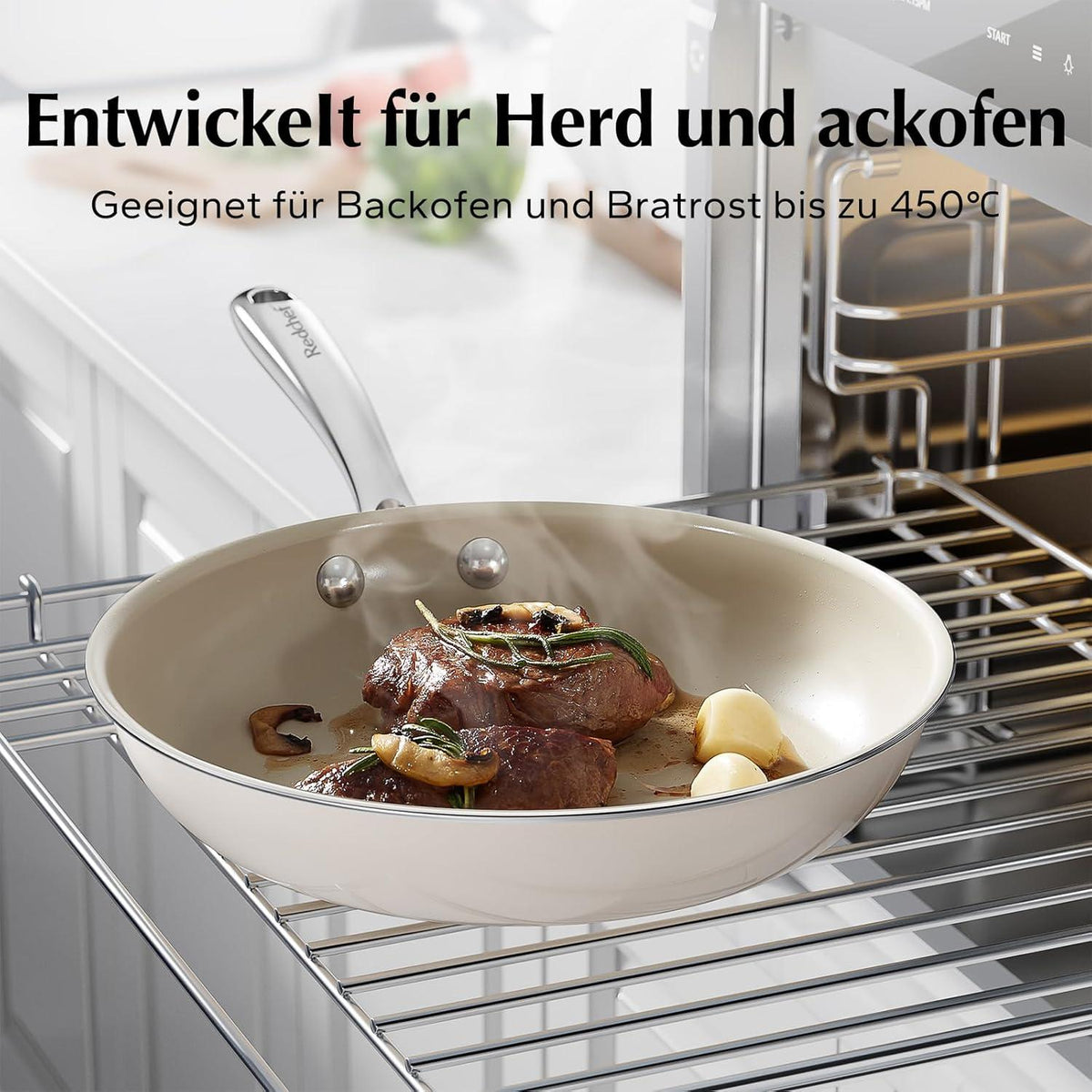 Redchef Antihaft Pfanne 24cm Induktion Keramikbeschichtung Edelstahl weiße