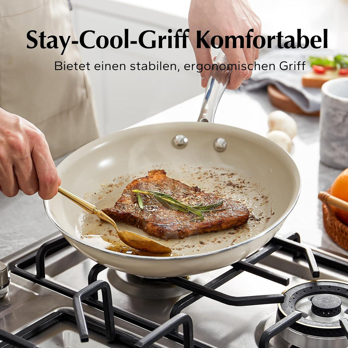 Redchef Antihaft Pfanne 24cm Induktion Keramikbeschichtung Edelstahl weiße