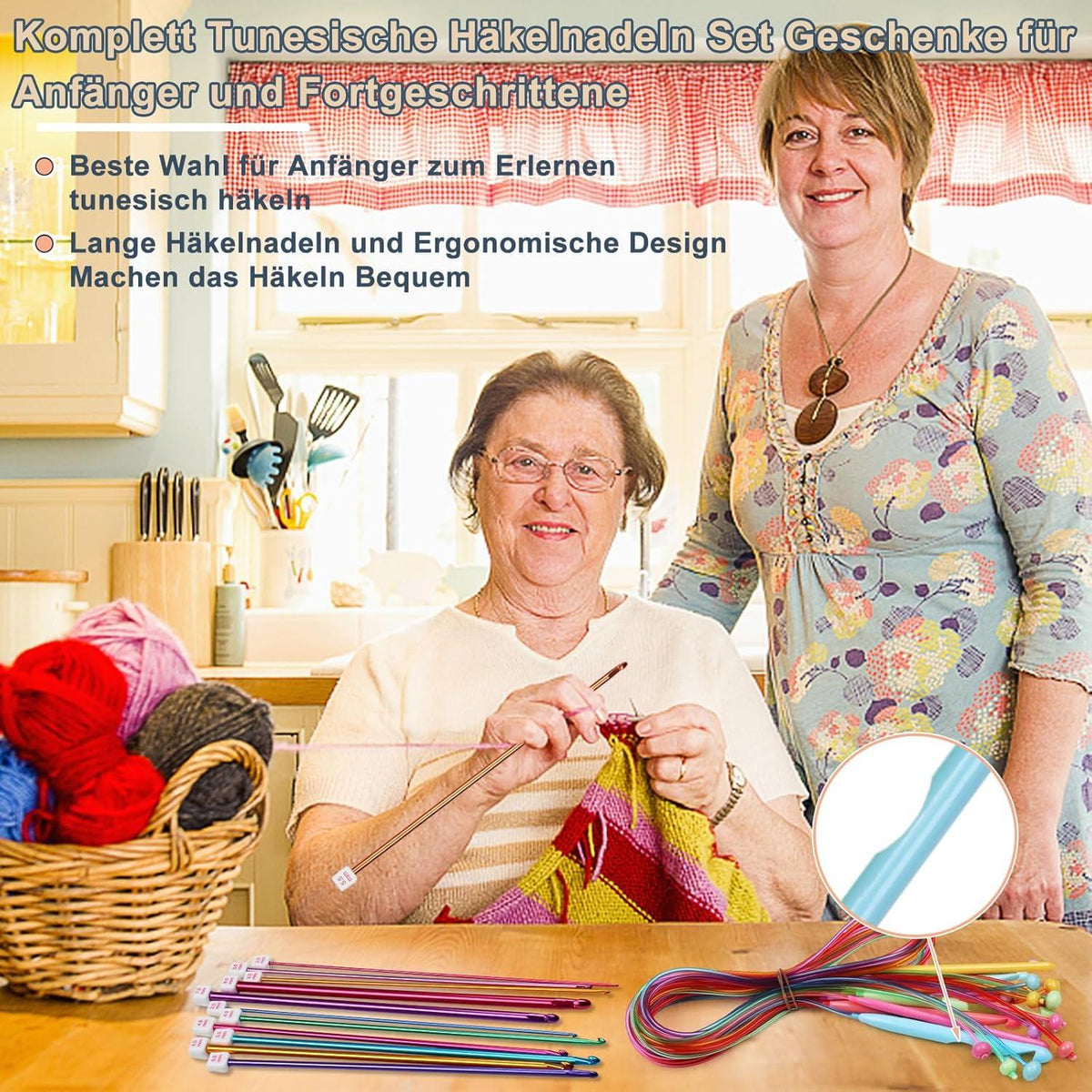 23-teiliges Tunesische Häkelnadelset mit Zubehör, Aluminium