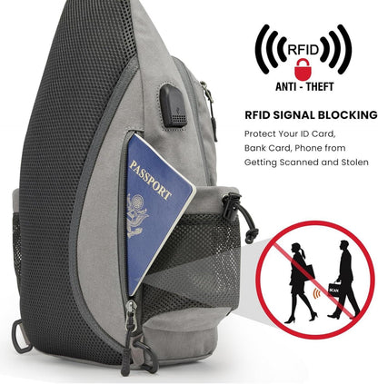 Canvas Brusttasche Herren Damen für Reise Wandern