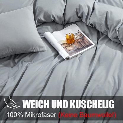 Kissenbezug Set 50x50 Grau Mikrofaser Reißverschluss bügelfrei