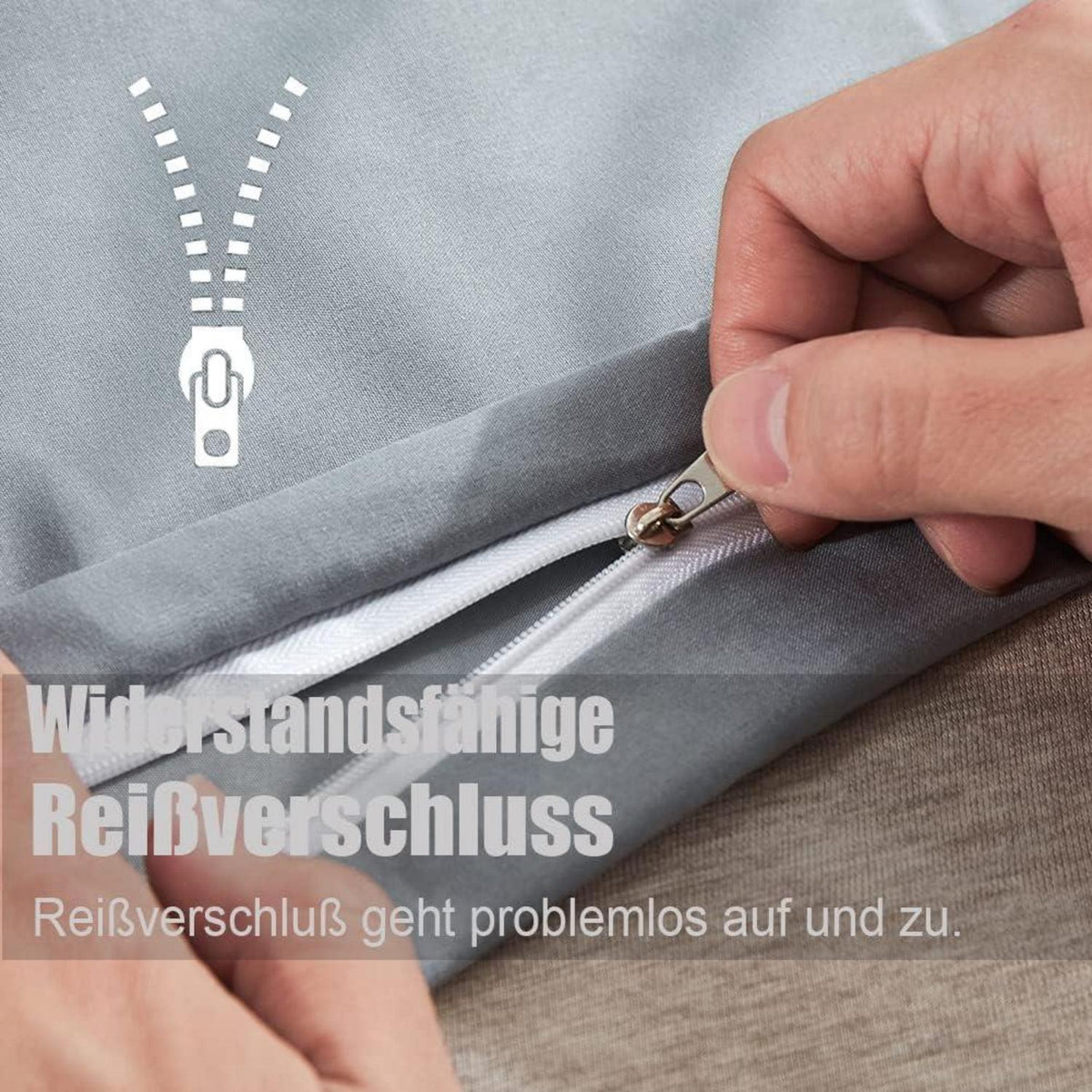 2er Set Kissenbezug 50x50 Grau Mikrofaser Reißverschluss bügelfrei & knitterfrei