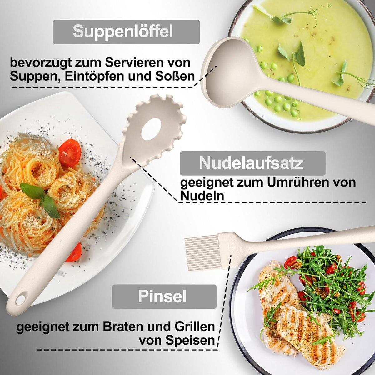 Silikon Küchenhelfer Set 12-teilig Hitzebeständig Antihaft