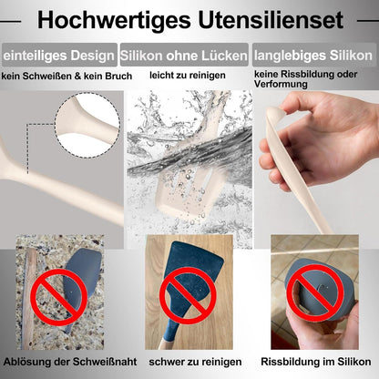 Silikon Küchenhelfer Set 12-teilig Khaki Spülmaschinenfest