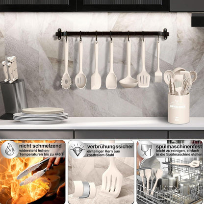 Silikon Kochutensilien Set 12-teilig Utensilienhalter Antihaft Spülmaschinenfest