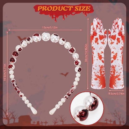 HOWAF Halloween Kostüm Damen Haarschmuck Blutkette Ohrringe