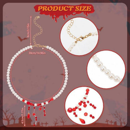 HOWAF Halloween Kostüm Damen Haarreif Blutkette Ohrringe Handschuhe Tattoo