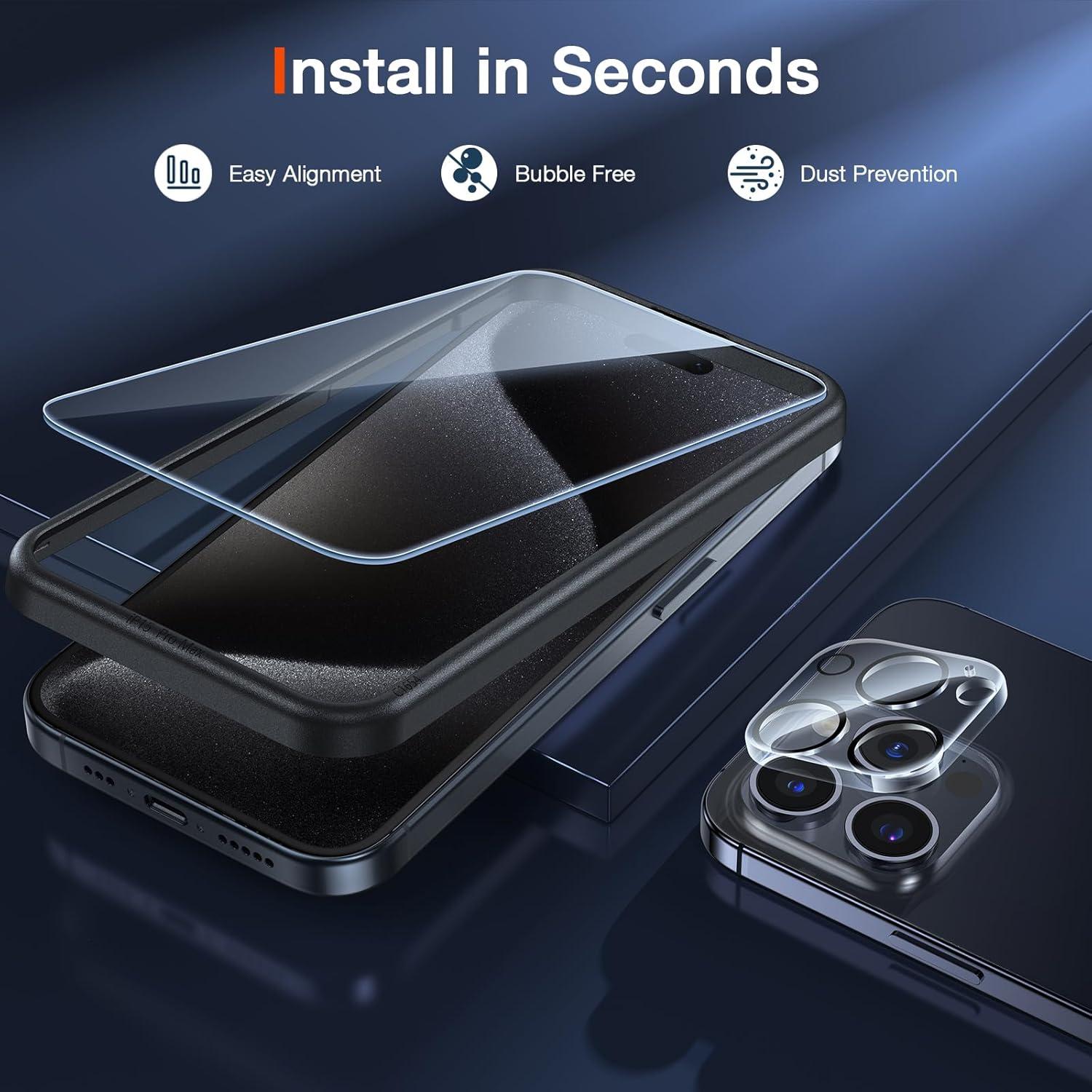 Panzer Schutz Glas iPhone 15 Pro Max 9H 2 Stk. Displayschutz