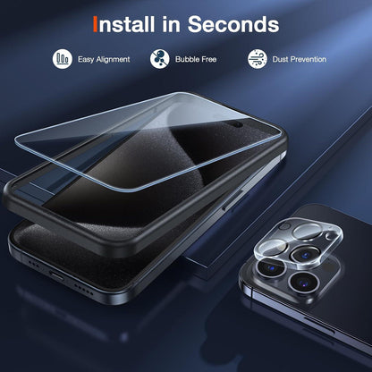 Panzer Schutz Glas iPhone 15 Pro Max 9H 2 Stk. Displayschutz