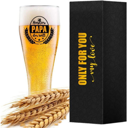 Papa Weizenbierglas bester PAPA der Welt Geschenk 0,5l Bierglas für Männer