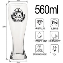 Papa Weizenbierglas bester PAPA der Welt Geschenk 0,5l Bierglas für Männer