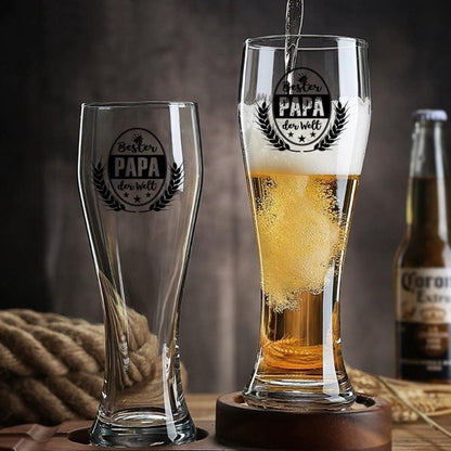 Papa Weizenbierglas bester PAPA der Welt Geschenk 0,5l Bierglas für Männer
