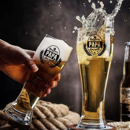 Papa Weizenbierglas bester PAPA der Welt Geschenk 0,5l Bierglas für Männer