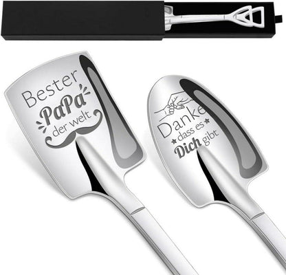 2er Set Gravierte Bester Papa Geschenk Eislöffel Edelstahl