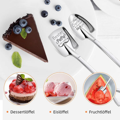2x Gravierte Eislöffel Bester Papa Welt Geschenk Geburtstag Vatertag