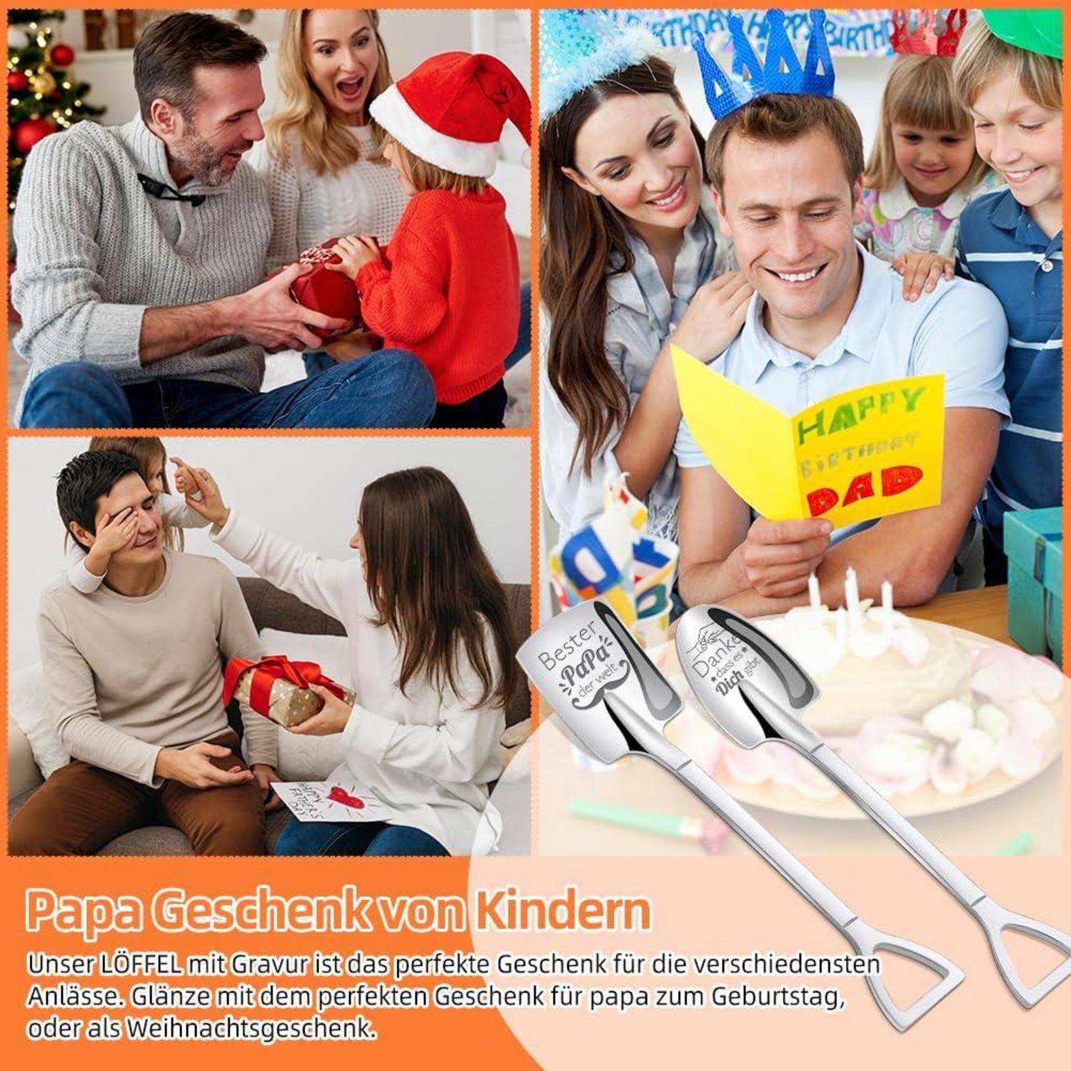 2er Set Eislöffel mit Gravur Bester Papa Welt Vatertagsgeschenk