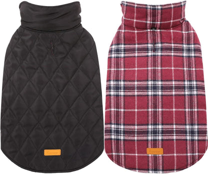 Hundemantel Winter Fleece Wasserdicht Mittelgroß Kariert Rot
