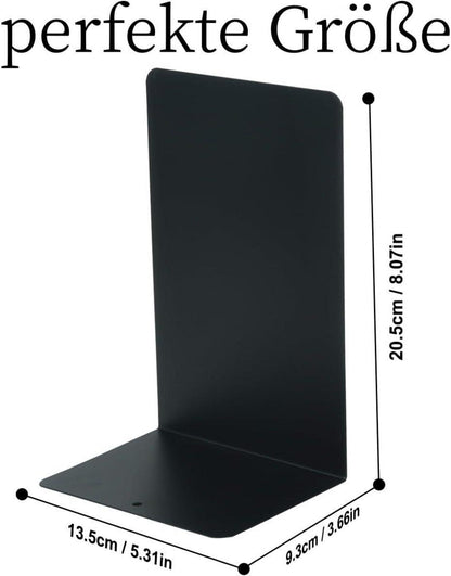 Metall-Buchstützen Schwarz Rutschfest 20cm*14cm 4 Stück