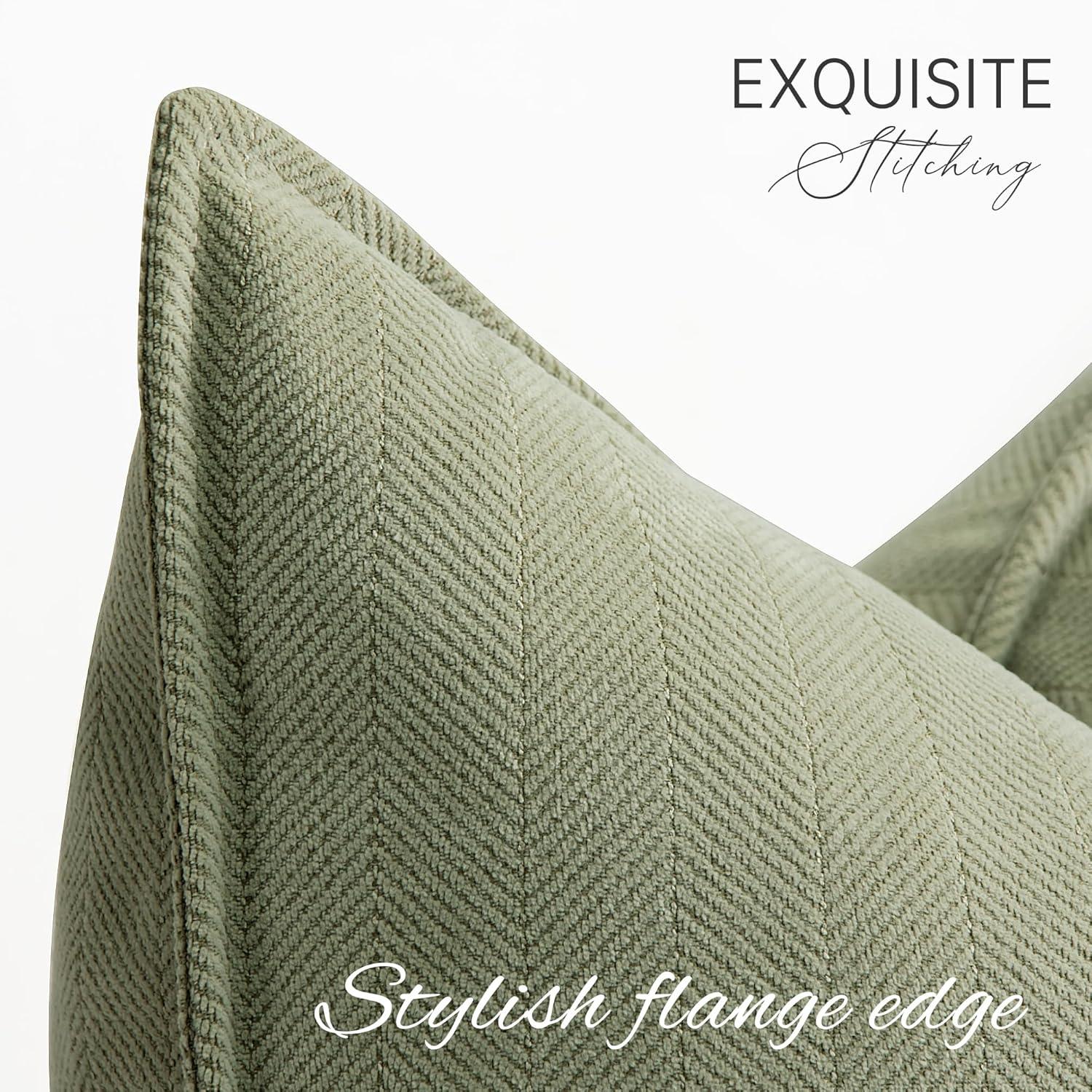 Kissenbezug Chenille Salbei Grün 45x45 2er Set Sofa Couch