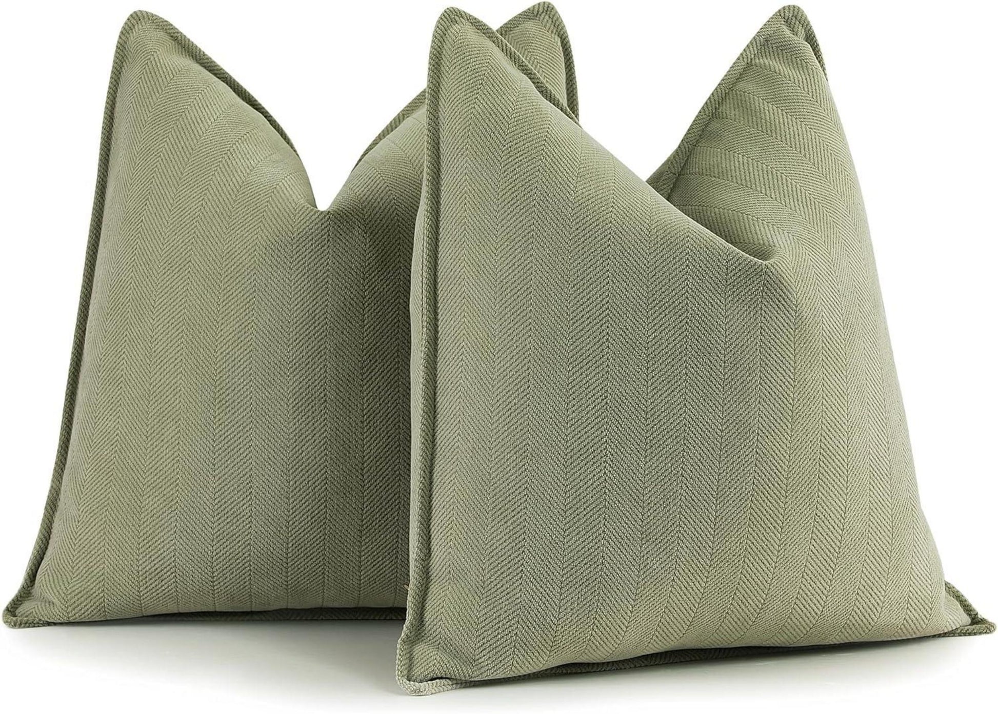 Chenille Kissenbezug 50x50 Set 2er Salbei Grün deco Sofakissen