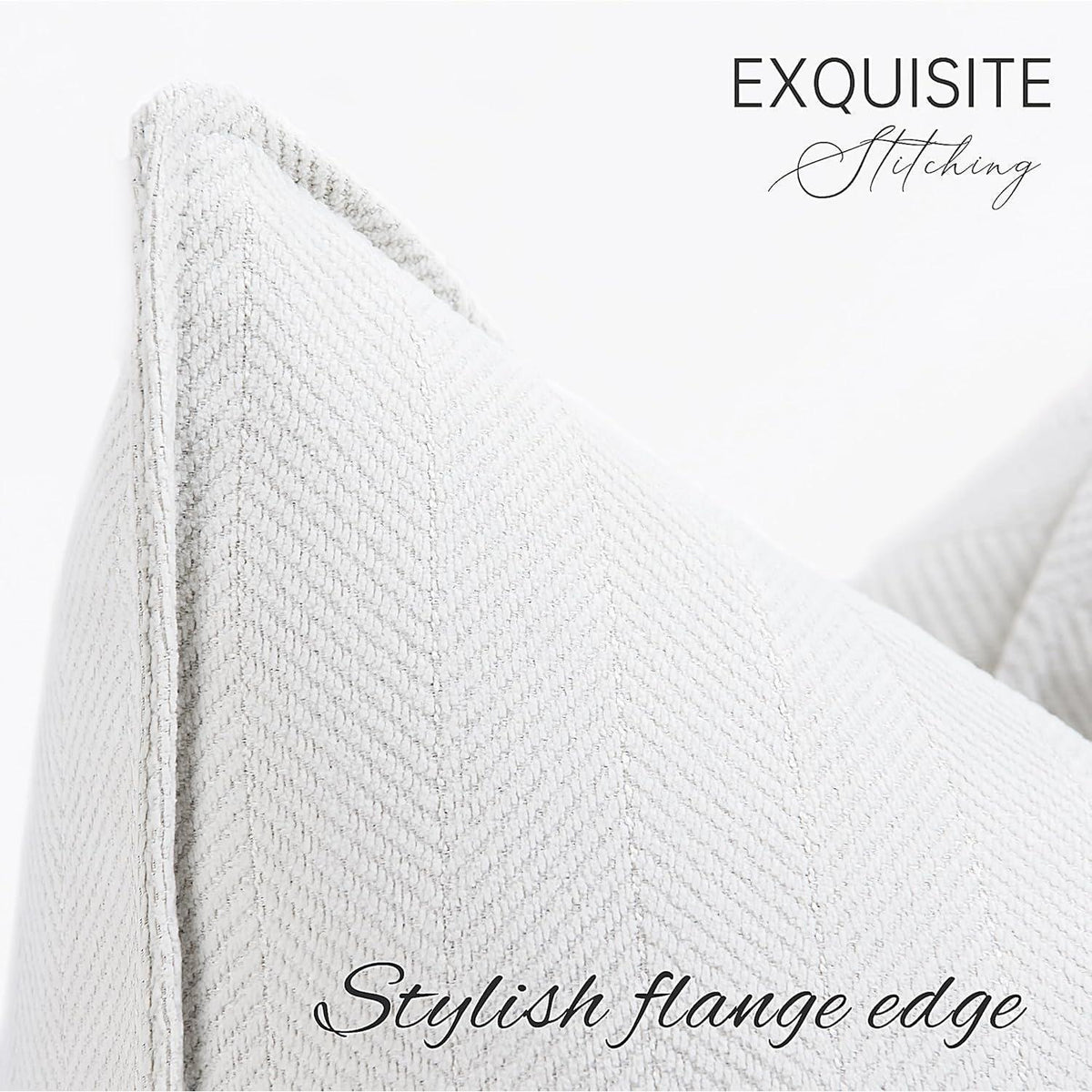 Chenille Kissenbezüge 65x65 cm - 2er Set Creme