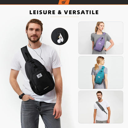 Brusttasche Herren Damen Crossbody Bag mit Kopfhörerloch | Dunkelgrau