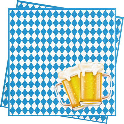 Oktoberfest Servietten - 40Stück Blau Weiß 33X33cm Napkins