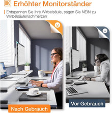 Weißer Schreibtisch mit Schubladen und Monitorständer