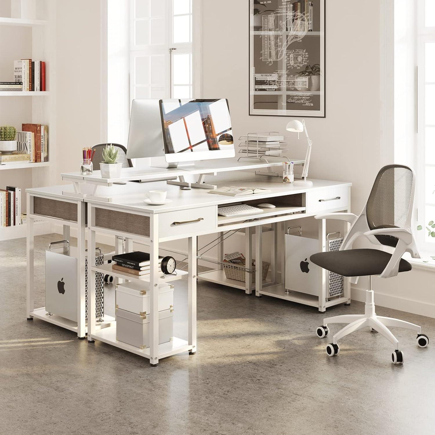 Schreibtisch Weiß mit Schubladen 120x48x90cm Bürotisch Gaming PC