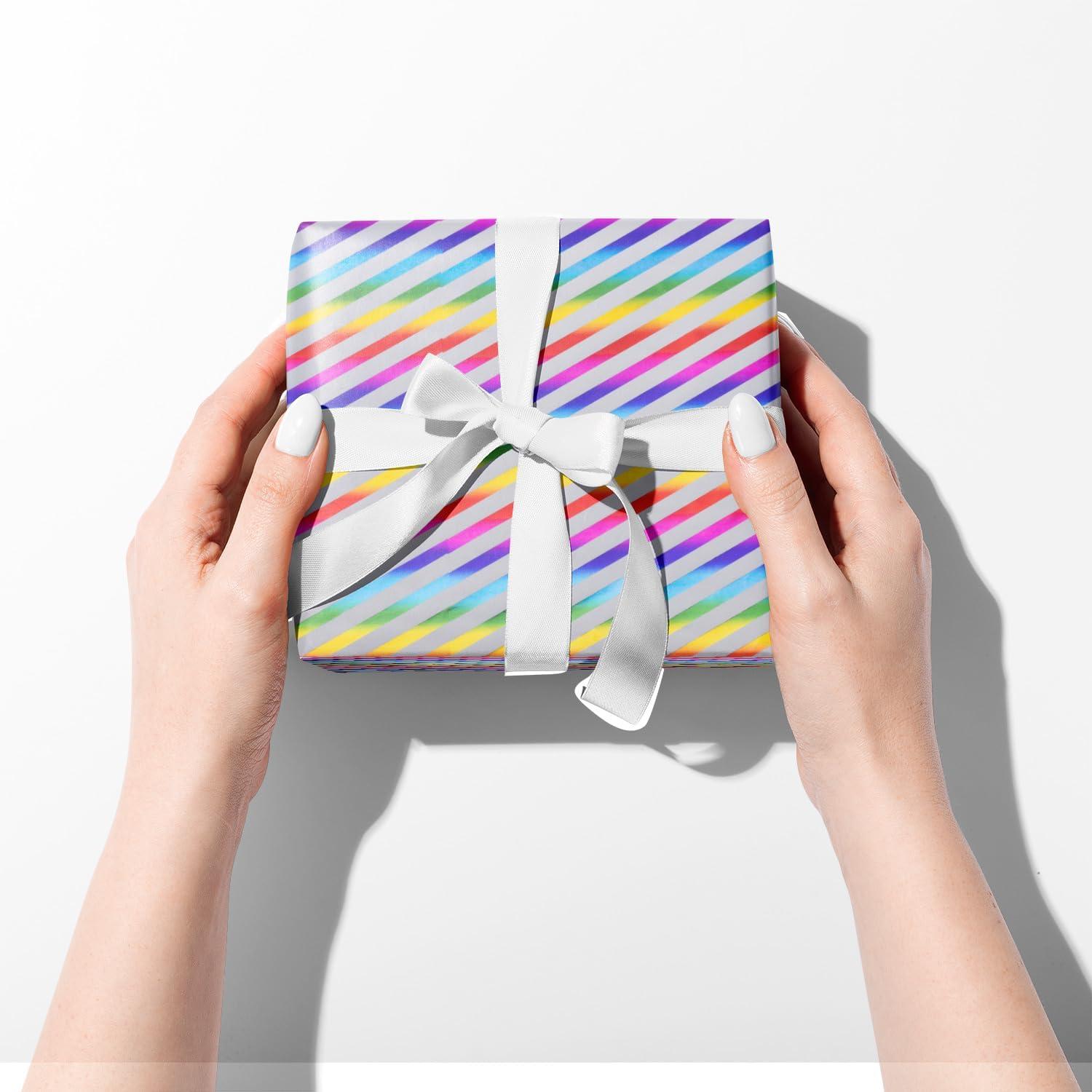 Rainbow Gift Wrapping Paper Roll Set - 3 Rolls