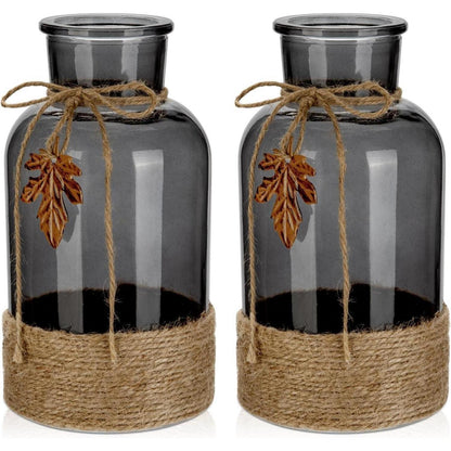 Glasvasen Set Rauchglas Zylindrisch H 20cm (2 Stück)