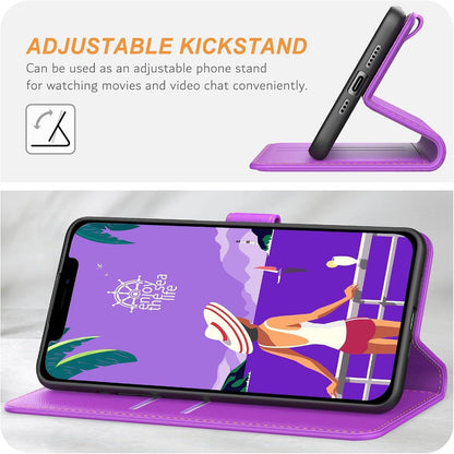Ganbary iPhone 12 Pro Handyhülle Violett Leder Klapphülle mit Kartenschlitzen und Standfunktion