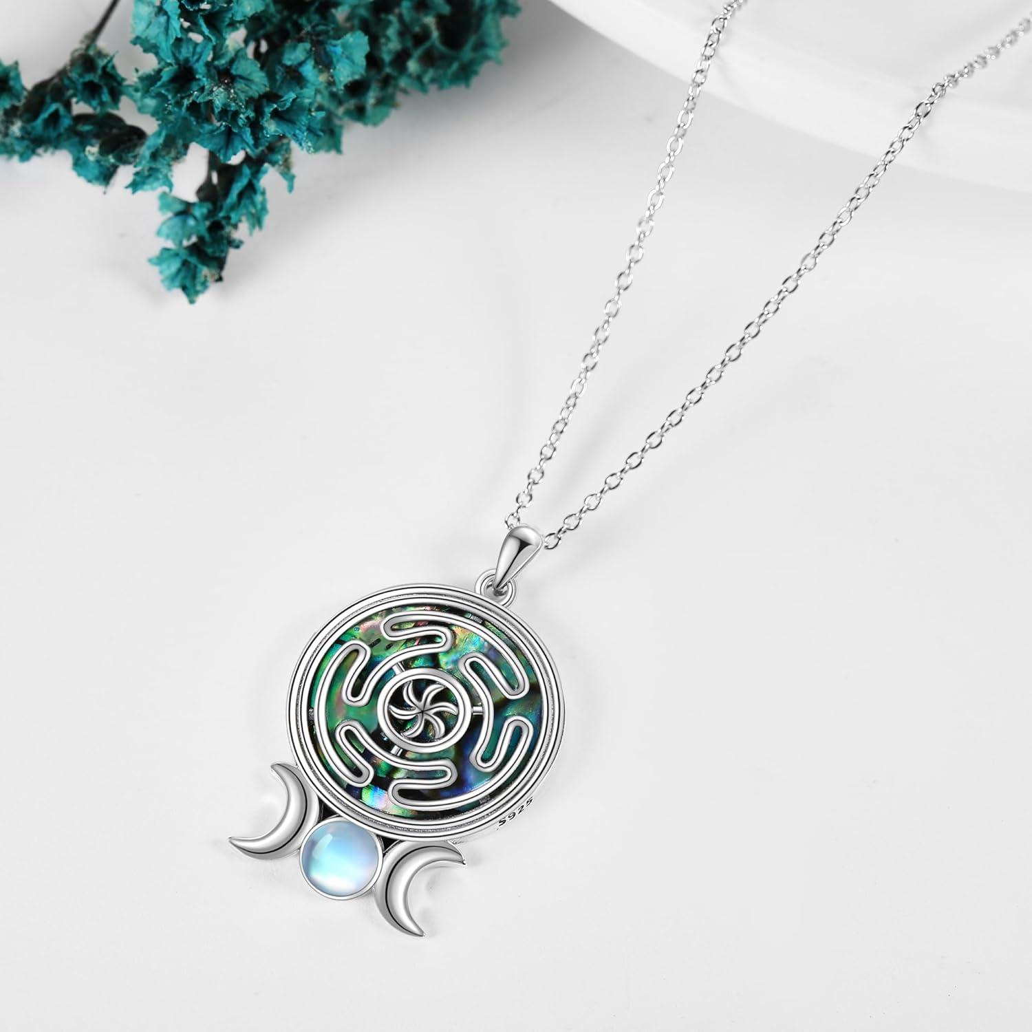 Keltischer Knoten Hekate-Anhänger Sterling Silber Halskette für Frauen