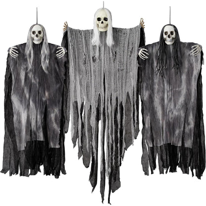 Hängende Halloween-Sensenmänner 3er-Set, 139cm & 88cm