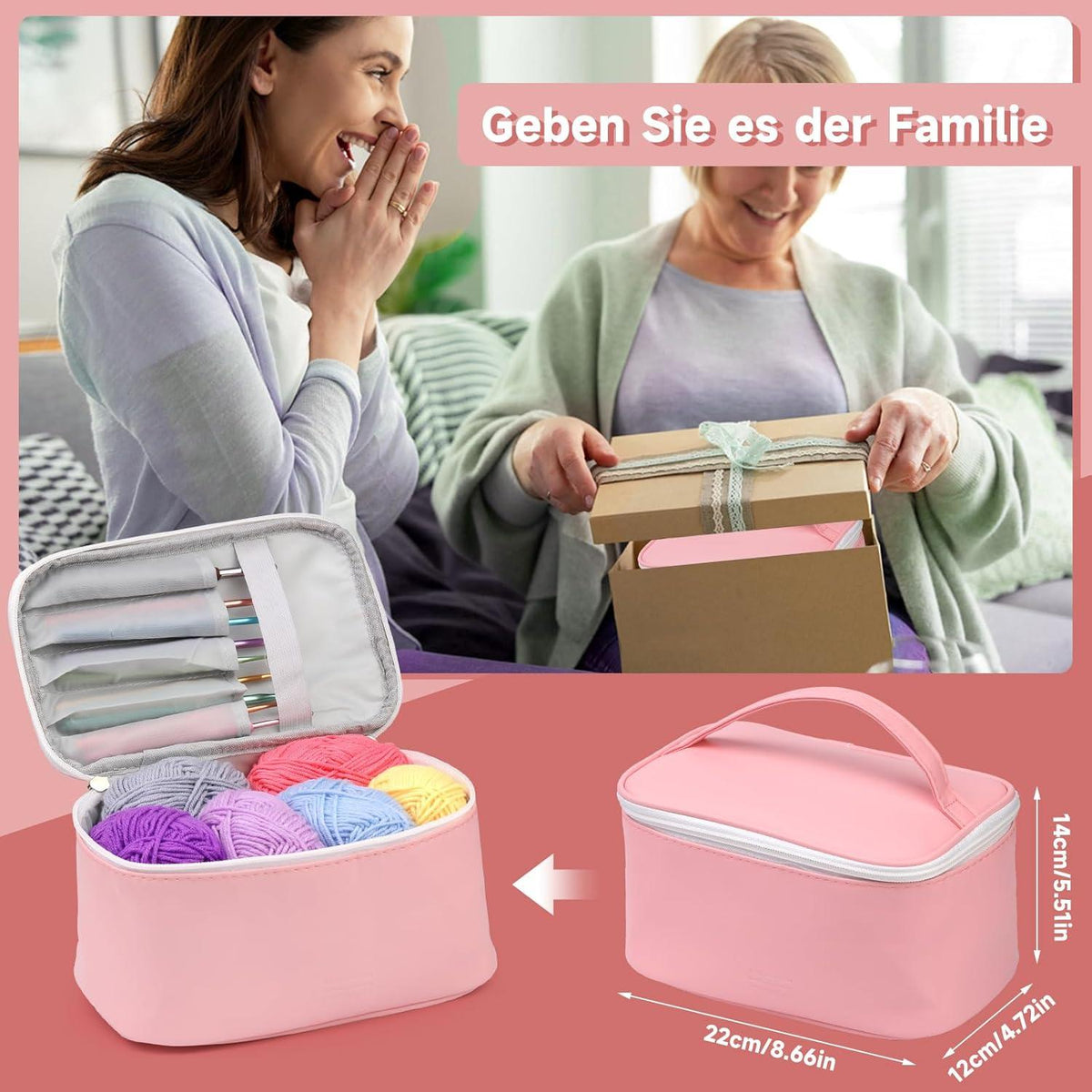 123-teiliges Häkelset für Anfänger: Premium Set mit 12 Farben Garn und