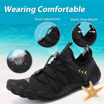Wasserschuhe Damen Herren Schnelltrocknend mit Drainagelöchern Schwarz 36-46