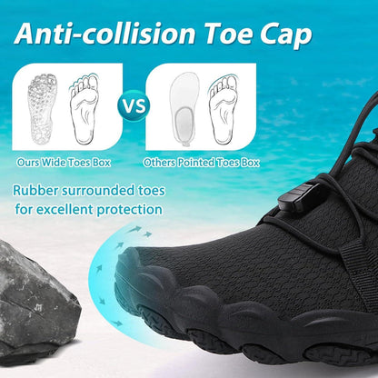Wasserschuhe Damen Herren Schnelltrocknend mit Drainagelöchern Schwarz 36-46