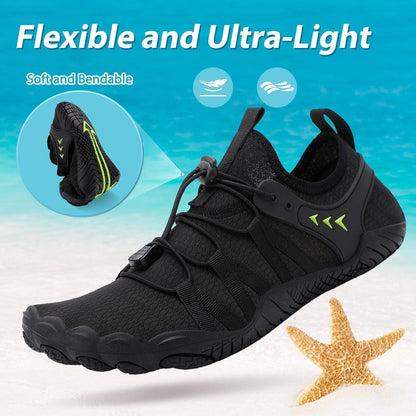 Wasserschuhe Damen Herren Schnelltrocknend mit Drainagelöchern Schwarz 36-46