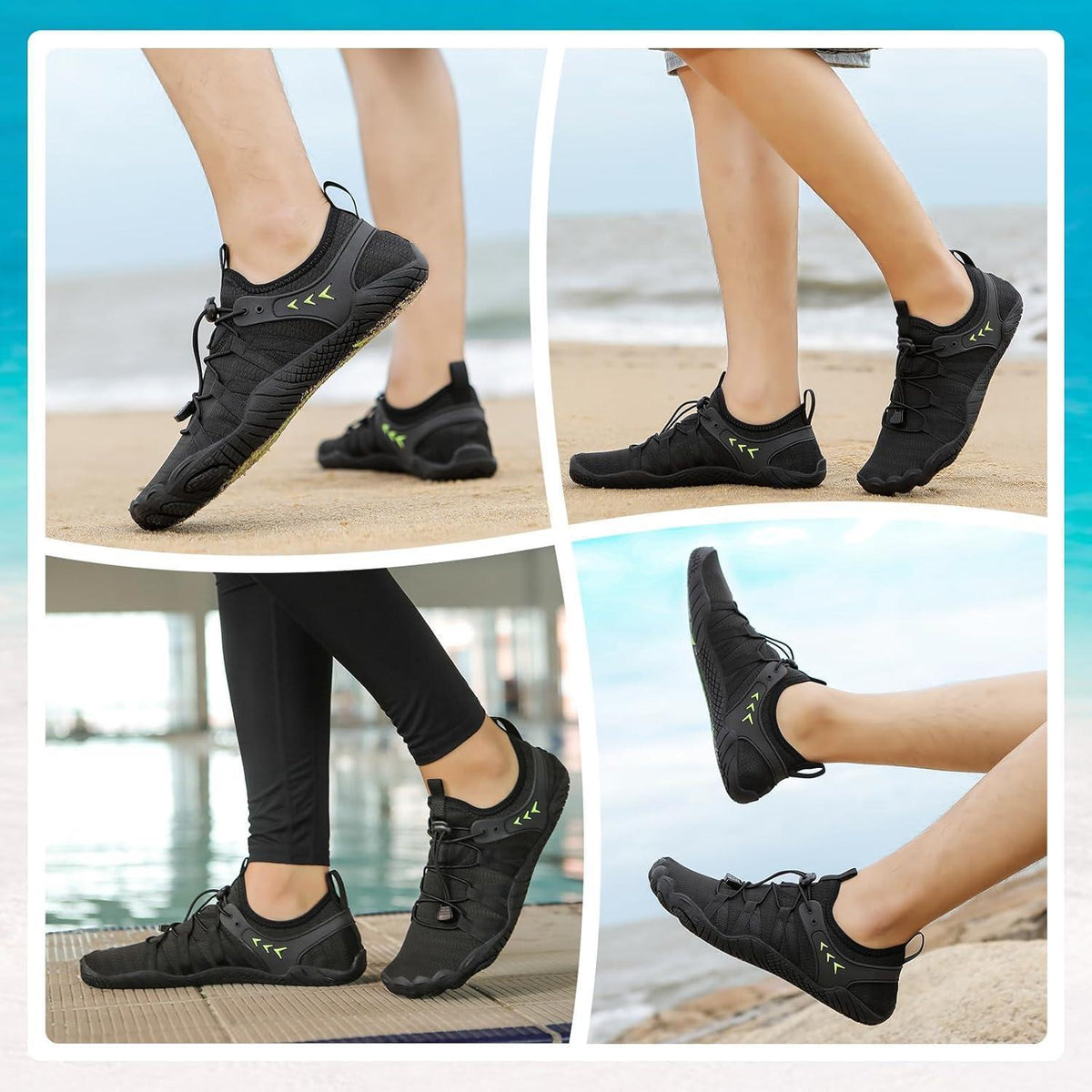 Wasserschuhe Damen Herren Schnelltrocknend mit Drainagelöchern Schwarz 36-46