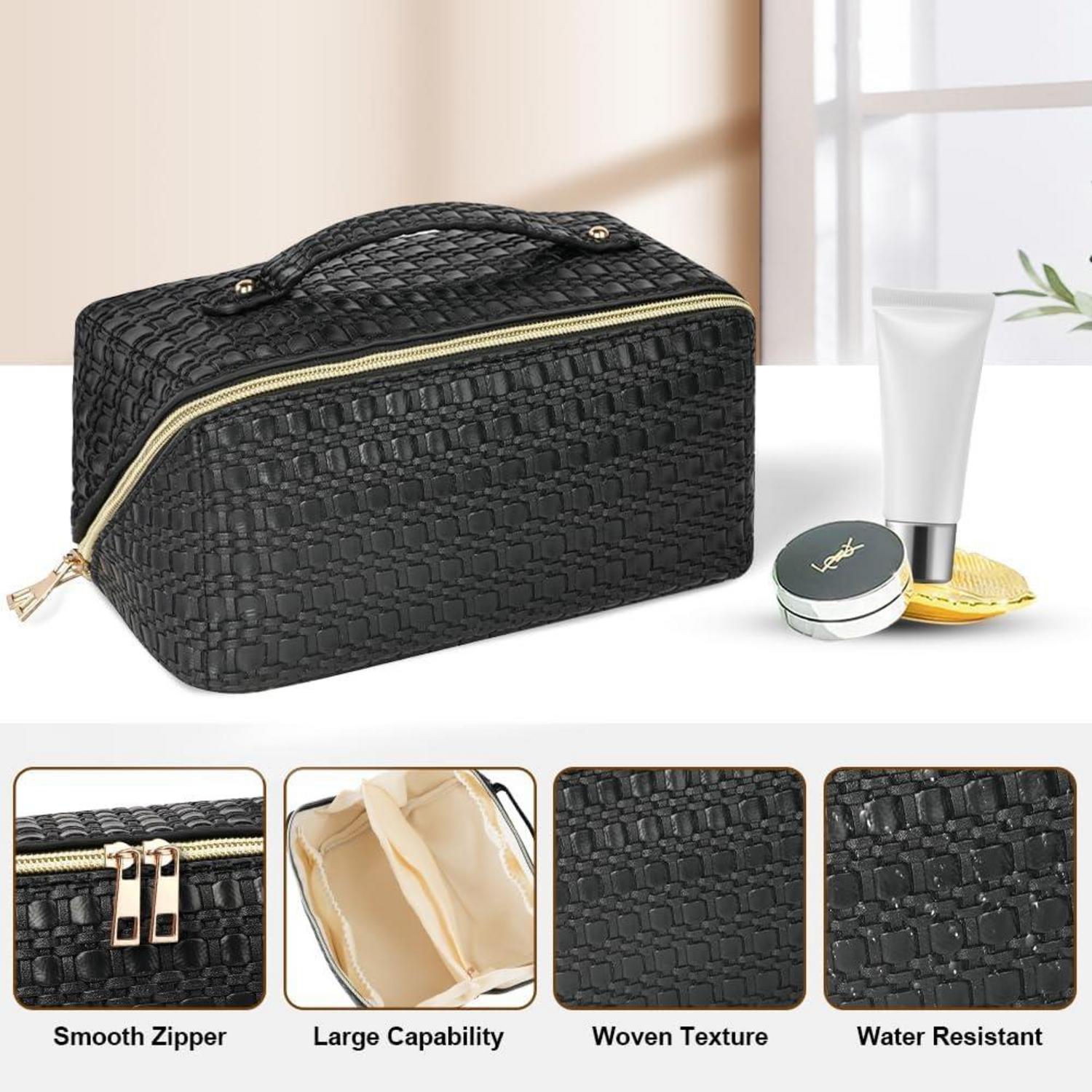 Große Kapazität Kosmetiktasche aus PU-Leder, Wasserdichte Make-up
