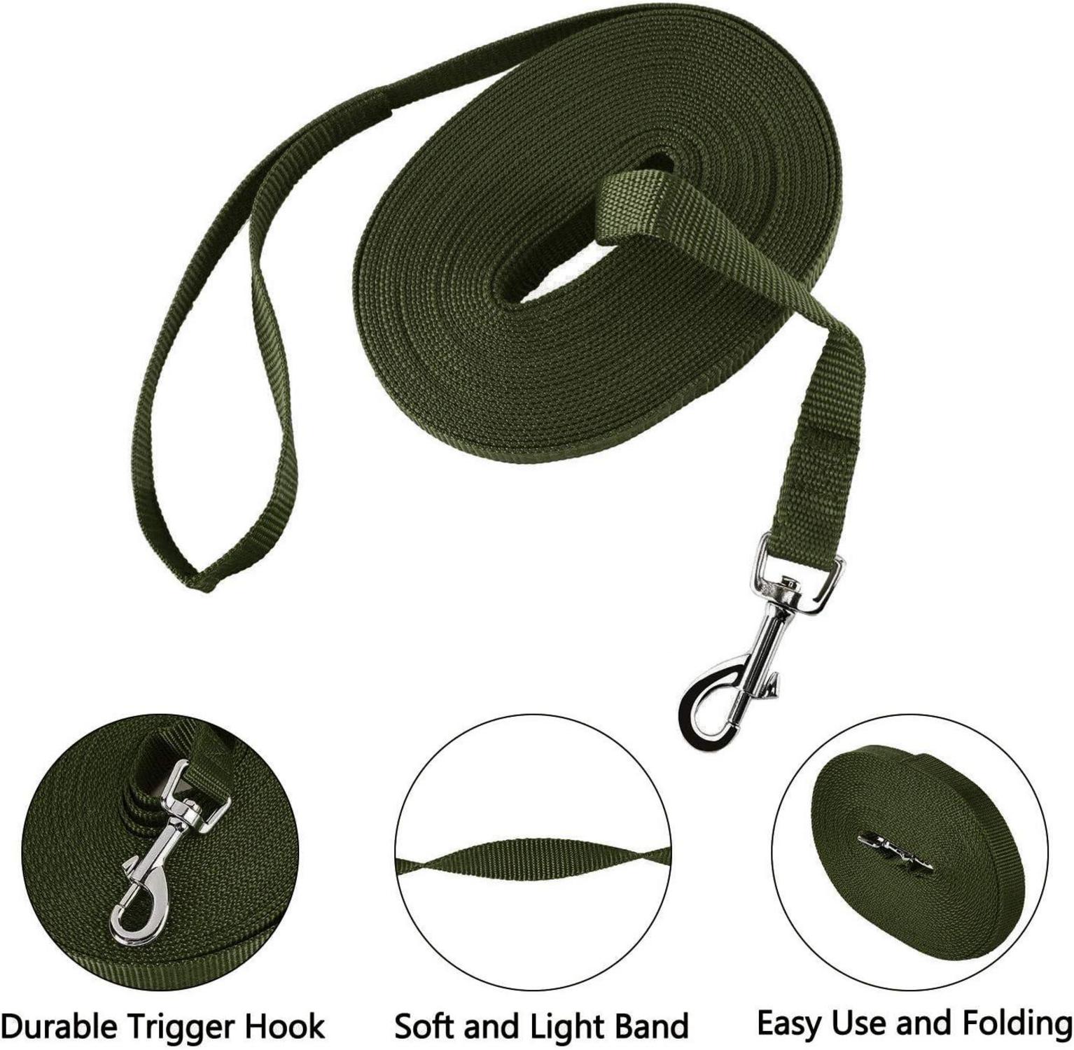 HAPPY HACHI 3m Schleppleine Nylon Hundeleine Große & Kleine Hunde Green